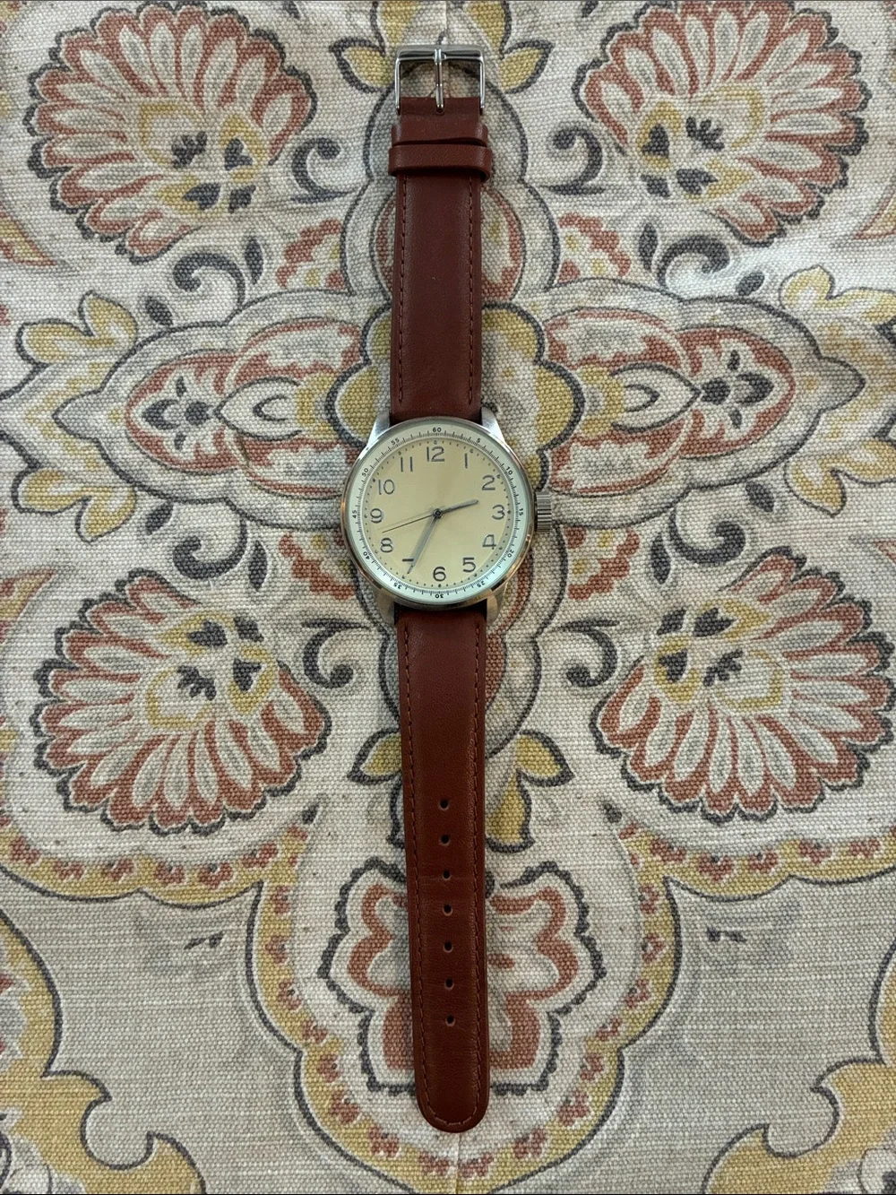 Merona Brown Leather Strap Watch with Cream Dial